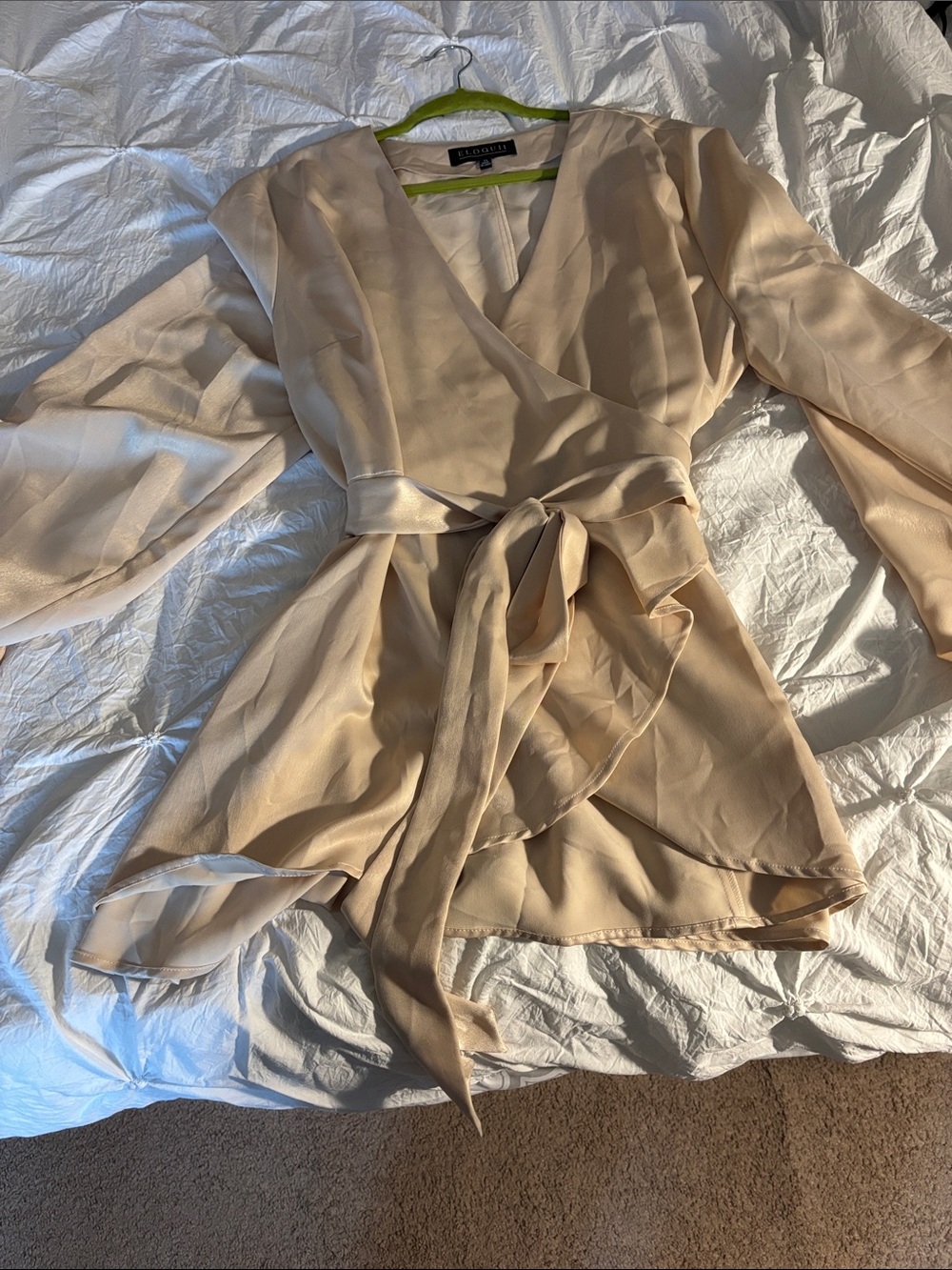 Eloquii Cream Blouse with V-Neck